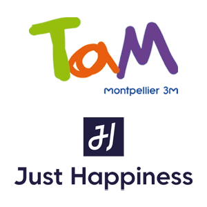 Logo TaM Montpellier et Just Happiness