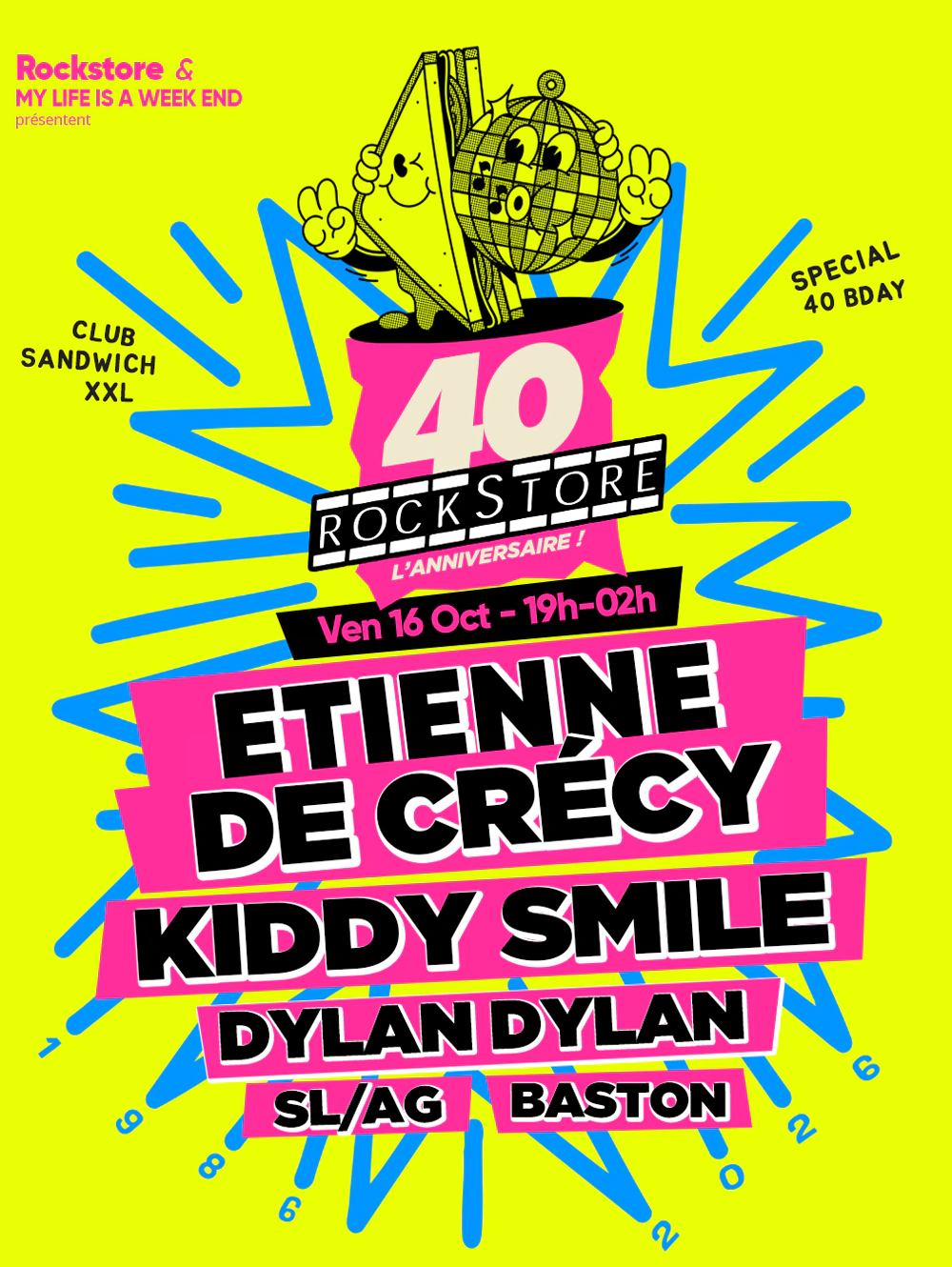 Affiche de la soirée Club Sandwich XXL, vendredi 16 octobre, avec Étienne de Crécy